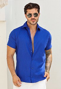 Camisa Linho Azul Royal