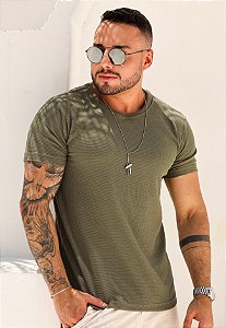 Camiseta Texturizada Verde Musgo
