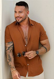 Camisa Viscolinho Caramelo