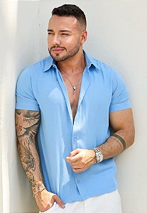 Camisa Viscolinho Azul Bebê