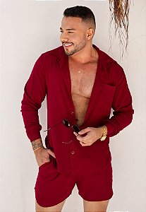 Conjunto Viscolinho Vermelho Marsala
