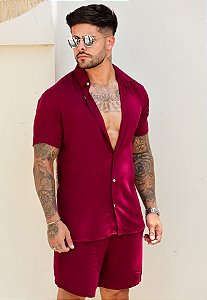 Conjunto Viscolinho Vermelho Marsala