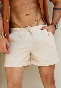 Shorts Barra Italiana Linho Areia