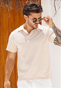 Camiseta Polo Texturizada Cru