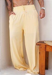 Calça Pantalona Amarelo Manteiga