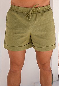 Shorts Barra Italiana Linho Verde Musgo