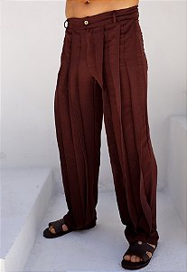 Calça Duna Em Camadas Marrom Café