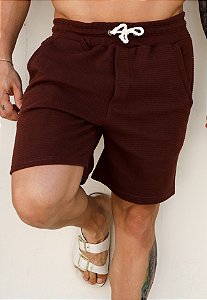 Shorts Texturizado Marrom Café