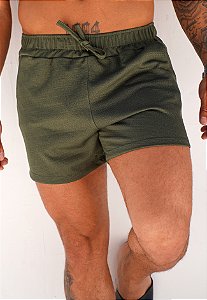 Shorts Linho Jacquard Verde Militar