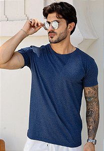 Camiseta Básica Algodão Azul Jeans