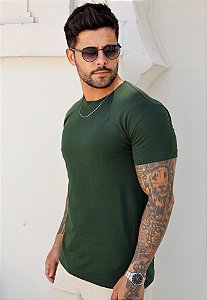 Camiseta Básica Algodão Verde Militar