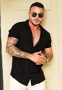 Camisa Viscolinho Preta