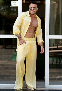 Conjunto Viscolinho Amarelo Manteiga