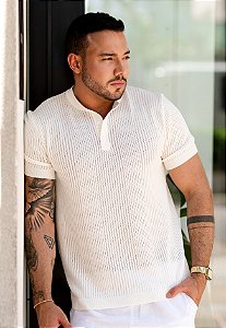 Camiseta Gola Padre Tricot Off White