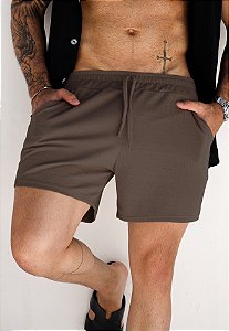 Shorts Linho Jacquard Marrom Cappuccino