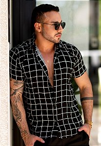 Camisa Viscolinho Quadriculada
