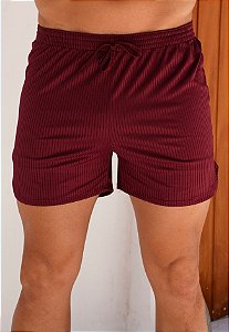 Shorts Canelado Vermelho Marsala