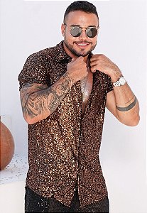 Camisa Paetê Cobre (SOB ENCOMENDA - LEIA A DESCRIÇÃO)