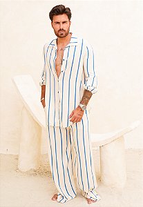 Conjunto Pantalona Listrado Azul