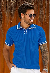 Camiseta Tricot Bicolor Azul Celeste