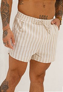 Shorts Linho Listrado Nude