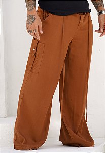 Calça Pantalona Cargo Caramelo