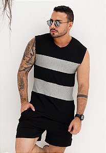 Conjunto Machão Bicolor Preto