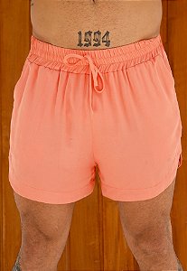 Mini Shorts Viscolinho Salmão