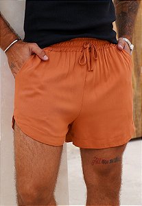 Mini Shorts Viscolinho Caramelo