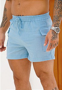Shorts Linho Cargo Azul Bebê
