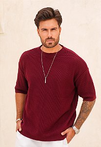 Blusa Oversized Tricot Vermelho Marsala