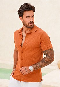 Camisa Polo Texturizada Caramelo