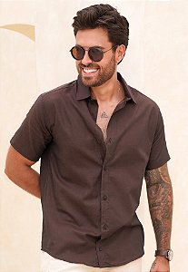 Camisa Linho Marrom Café