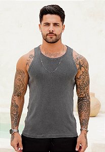 Regata Gringa Algodão Cinza Grafite