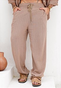 Calça Pantalona Linho Marrom