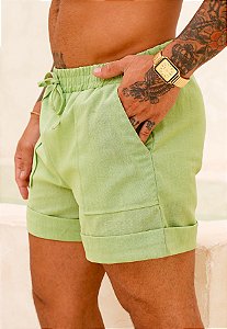 Shorts Barra Italiana Linho Verde Menta