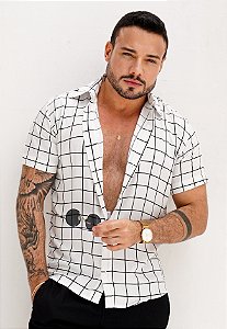 Camisa Viscolinho Quadriculada