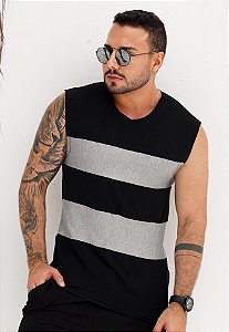 Regata Machão Bicolor Preta