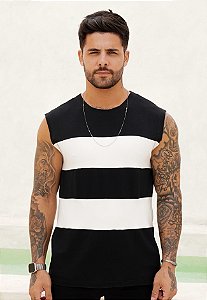 Regata Machão Bicolor Preta