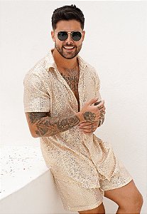 Conjunto Paetê Dourado Champagne