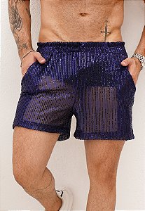 Shorts Paetê Azul Marinho
