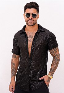 Camisa Paetê Preta