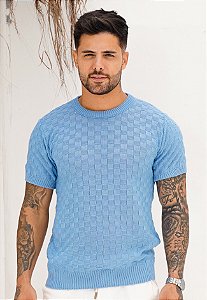 Camiseta Tricot Texturizada Azul Bebê