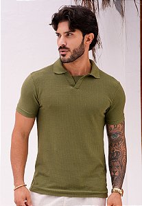 Camiseta Texturizada Polo Verde Musgo