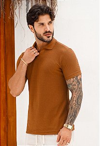 Camiseta Texturizada Polo Caramelo
