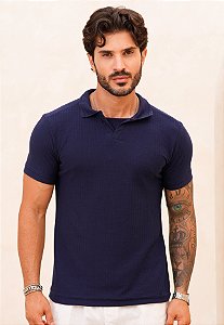 Camiseta Texturizada Polo Azul Marinho