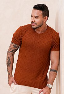 Camiseta Tricot Texturizada Terracota