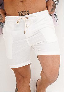 Shorts Alfaiataria Linho Off White