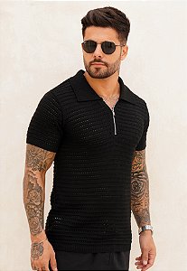 Camiseta Polo Tricot Modal Preta
