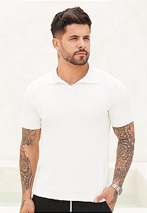 Camiseta Polo Texturizada Off White